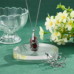 2Pcs 2 Styles Rhodium Plated 925 Sterling Silver 6 Claw Prongs Pendant Blank Coin Shape Cabochon Settings&nbsp;FIND-GO0001-71