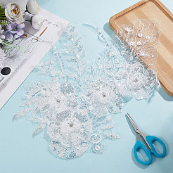 3D Flower Polyester Embroidery Sew on Appliques&nbsp;PATC-WH0008-41