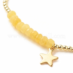 Natural Malaysia Jade(Dyed) Round Beaded Stretch Bracelet with 304 Stainless Steel Star Charms&nbsp;BJEW-JB08059-02