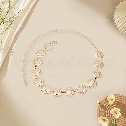 1Pc Alloy Textured Coin Link Chain Body Waist Chains for Women&nbsp;AJEW-GF0013-43