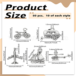 50Pcs 5 Styles Tibetan Style Alloy Pendants&nbsp;FIND-LP0006-48