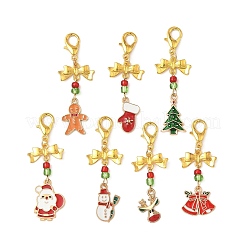 Christmas Theme Alloy Enamel Pendant Decorations&nbsp;HJEW-JM04049-02