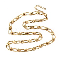 Ion Plating(IP) 304 Stainless Steel Oval Links Necklace for Women&nbsp;NJEW-B107-07G-03