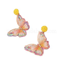 Alloy & Rhinestone & Raffia Stud Dangle Earrings&nbsp;WGA08E4-02
