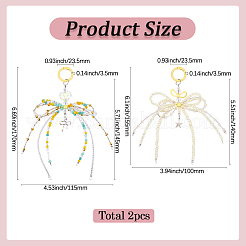 2Pcs 2 Styles Alloy with Glass Seed Bead Pendant Decorations&nbsp;KEYC-SP0001-27A
