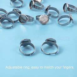 Adjustable 304 Stainless Steel Finger Rings Components&nbsp;STAS-UN0001-10