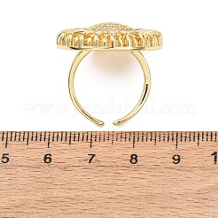 Brass Micro Pave Cubic Zirconia Cuff Open Rings&nbsp;RJEW-F204-04G