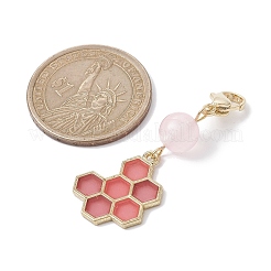 Bee & Honeycomb & Flower Alloy Enamel Pendant Decorations&nbsp;HJEW-JM01600-02
