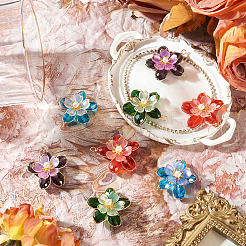 8Pcs 4 Colors Glass Pendants&nbsp;PALLOY-TA00350