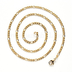 PVD Vacuum Plating 304 Stainless Steel Figaro Chain Necklaces&nbsp;NJEW-S420-003C-G