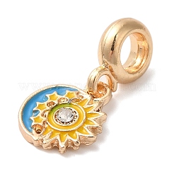 Rack Plating Alloy Crystal Rhinestone European Dangle Charms&nbsp;PALLOY-S189-14G