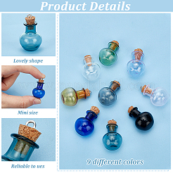 18Pcs 9 Color Transparent Glass Wish Bottle Pendants&nbsp;GLAA-BC0001-28