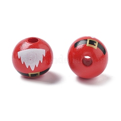 Christmas Printed Schima Wood  European Beads&nbsp;WOOD-G023-17B