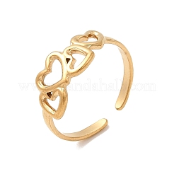 Adjustable 304 Stainless Steel Cuff Rings for Women&nbsp;RJEW-F199-03G