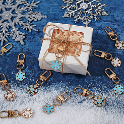 20Pcs 4 Styles Snowflake Alloy Enamel Pendant Decorations&nbsp;HJEW-PH02073