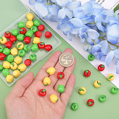 60Pcs 3 Colors Christmas Resin 3D Apple Display Decorations&nbsp;AJEW-CA0004-14