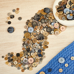 1 Set Flat Round Resin Buttons&nbsp;BUTT-CP0001-05