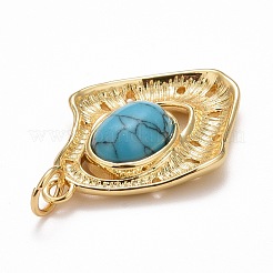 Brass Synthetic Turquoise Pendants&nbsp;KK-M229-10G