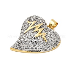 Brass Micro Pave Clear Cubic Zirconia Pendants&nbsp;KK-H519-14C-GP