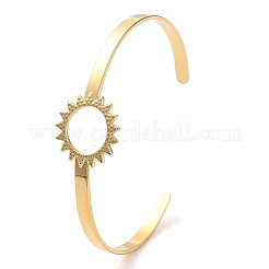 304 Stainless Steel Hollow Sunflower Cuff Bangle for Women&nbsp;BJEW-D061-02G