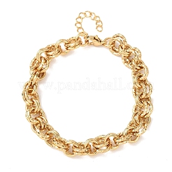 Hammered 304 Stainless Steel Double Ring Link Chains Bracelets for Women&nbsp;BJEW-G780-06G-01