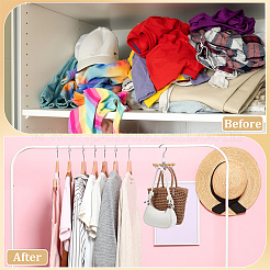8Pcs Wood & Iron Multifunctional Space-saving Wardrobe Hanger&nbsp;AJEW-WA0003-46