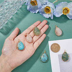 6Pcs 3 Styles Mixed Gemstone Copper Wire Wrapped Pendants&nbsp;FIND-FH0007-92