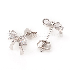 Brass Micro Pave Clear Cubic Zirconia Ear Studs&nbsp;EJEW-G281-15P