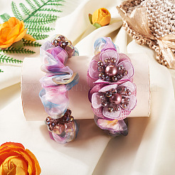 2Pcs 2 Colors Chic Solid Color French Satin Pigtail Hair Tie for Elegant Hairstyles&nbsp;OHAR-TA0001-10B