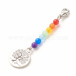 Chakra Theme Natural & Dyed Malaysia Jade Beaded Pendant Decorations&nbsp;HJEW-JM00641-03