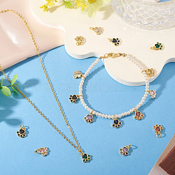 8Pcs 8 Colors Brass Pave Cubic Zirconia Paw Print Charms&nbsp;KK-TA0003-21