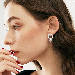 8Pcs 2 Colors Donut Shape Brass Cubic Zirconia Stud Earring Findings&nbsp;AJEW-GO0001-47