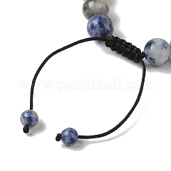 10mm Round Natural Blue Spot Jasper Braided Bead Bracelets&nbsp;BJEW-C067-01C-15