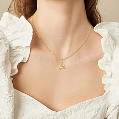 1pc Brass Chain & 304 Stainless Steel Letter Pendant Necklaces&nbsp;NJEW-LP0001-40Y-G