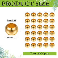 2000Pcs Brass Crimp Beads&nbsp;KK-ME0003-33G