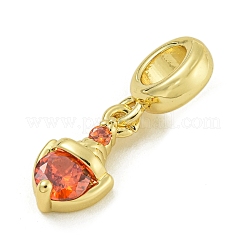 Rack Plating Brass Pave Cubic Zirconia Shield European Dangle Charms&nbsp;KK-Z067-44G-02