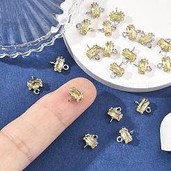 SHEGRACE Brass Pave Cubic Zirconia Rectangle Connector Charms&nbsp;XGRQ2O670-438C-P