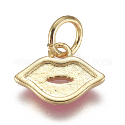 Real 18K Gold Plated Brass Enamel Charms&nbsp;KK-F810-01G