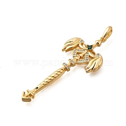 Brass Micro Pave Cubic Zirconia Big Pendants&nbsp;X1-KK-B147-04G-11