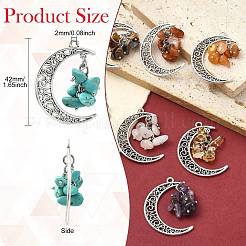 20Pcs 10 Colors Crescent Moon Tibetan Style Alloy with Gemstone Chip Pendants&nbsp;PALLOY-CJ00174