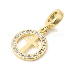 Brass Pave Clear Cubic Zirconia European Dangle Charms&nbsp;KK-A296-12B-G
