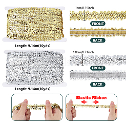 20 Yards 2 Colors Polyester with Paillette Lace Trim Ribbon&nbsp;OCOR-PH0036-49