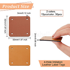 30Pcs 2 Colors 4-Hole Imitation Leather Label Tags&nbsp;AJEW-OC0003-99