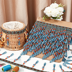 12M Polyester Fringe Lace Trims&nbsp;SRIB-WH0026-26B