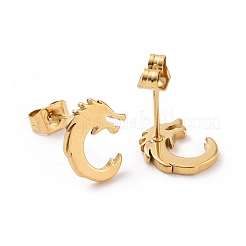 304 Stainless Steel Tiny Dragon Stud Earrings for Men Women&nbsp;EJEW-G318-07G