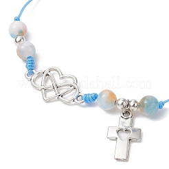 Natural Dyed White Jade Braided Bead Bracelets&nbsp;BJEW-JB09823-01