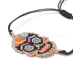 Handmade Japanese Seed Skull Link Bracelet&nbsp;BJEW-MZ00021-01