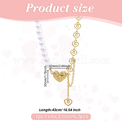 3Pcs 3 Colors Alloy Heart Pendant Necklaces&nbsp;NJEW-HY0001-15