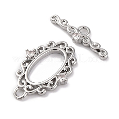 Brass Micro Pave Clear Cubic Zirconia Toggle Clasps&nbsp;KK-S403-17P