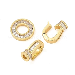 Brass Micro Pave Clear Cubic Zirconia Fold Over Clasps&nbsp;KK-H202-17G